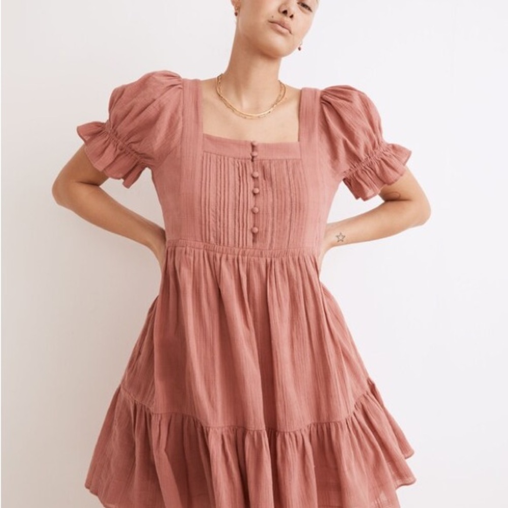Madewell Pink Puff Sleeve Dress
